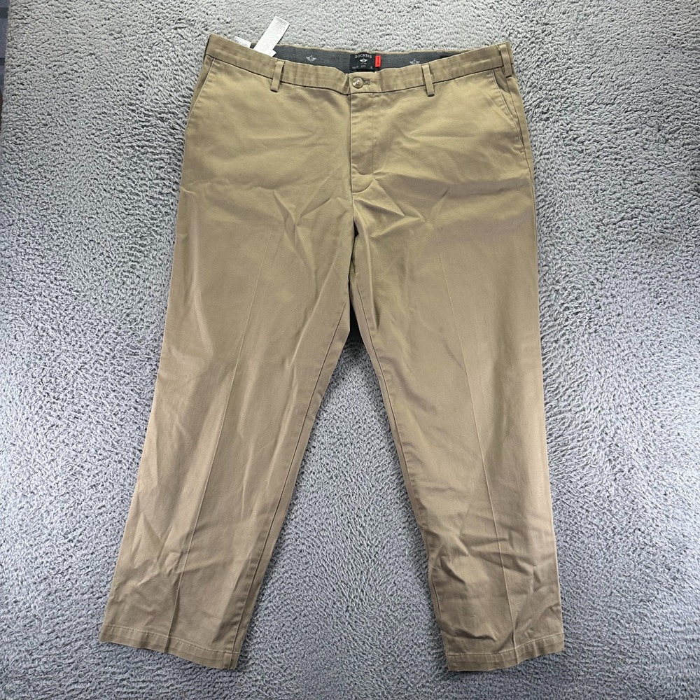 Dockers Pant Mens 42x30 Brown Cotton Khakis Straight Classic Workwear Stretch